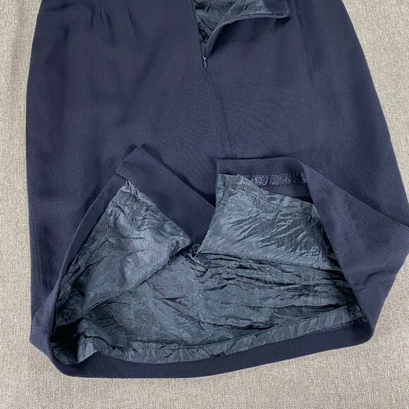 Linda Allard Ellen Tracy Wool Blend Pencil Skirt Women 14 Navy Blue Casual Korea - Picture 10 of 13